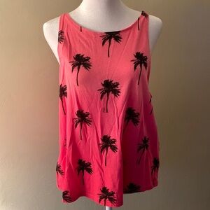 PINK Victoria’s Secret Tank Top Ombré Pink w/ Black Palm Tree Print Size M